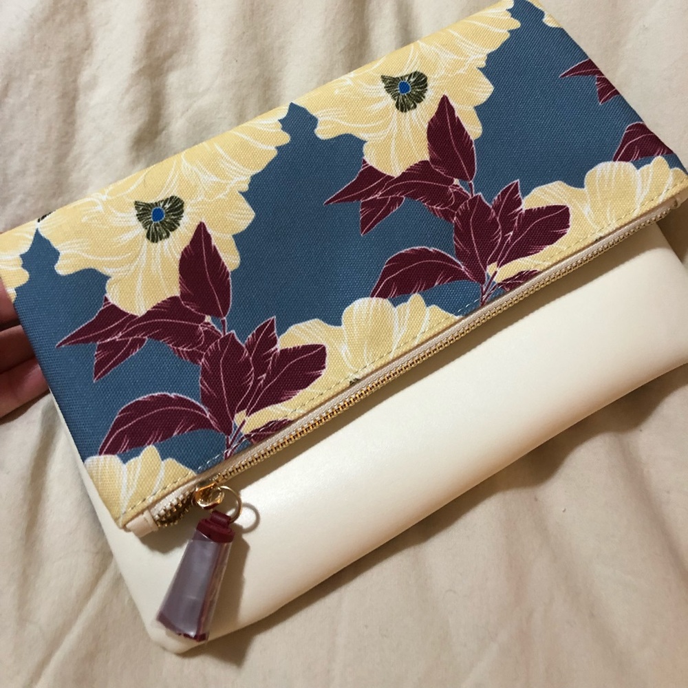 Floral foldover clutch